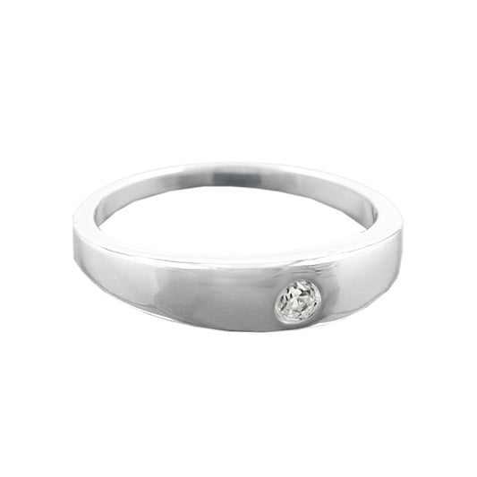 Pendant 11x2mm baptism ring with zirconia silver 925