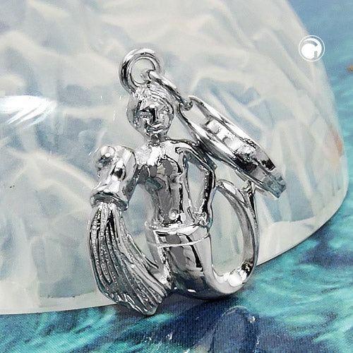 Pendant 16x12mm Charm Aquarius shiny rhodium-plated silver 925