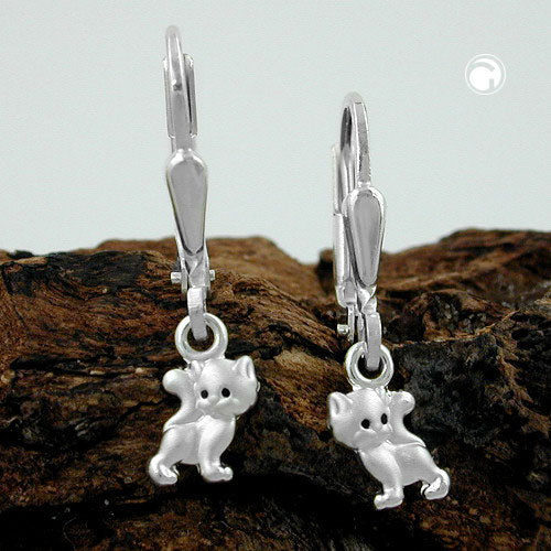 Ear leverback earrings earrings 21x5mm cat matt-shiny silver 925