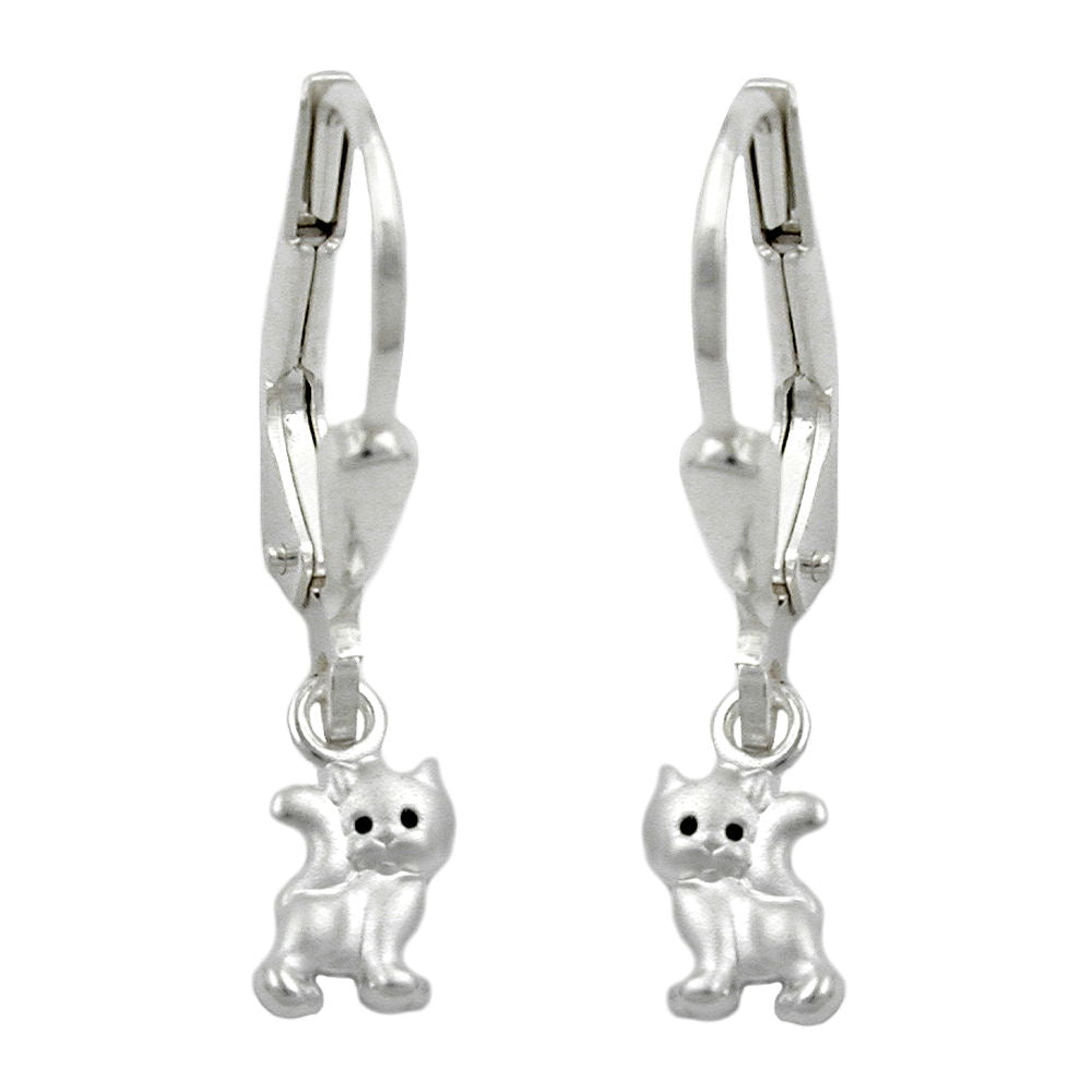 Ear leverback earrings earrings 21x5mm cat matt-shiny silver 925