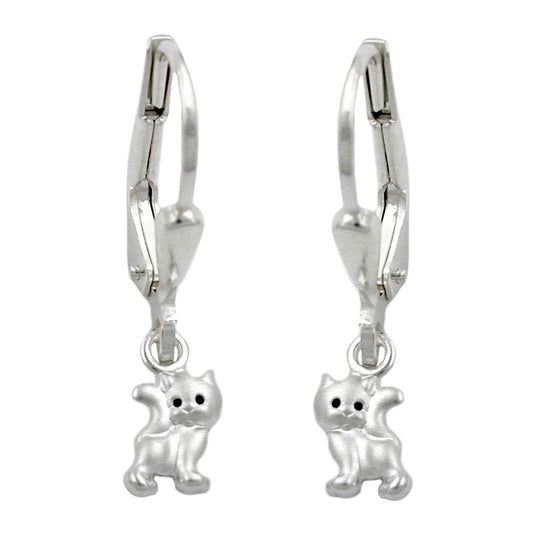 Ear leverback earrings earrings 21x5mm cat matt-shiny silver 925