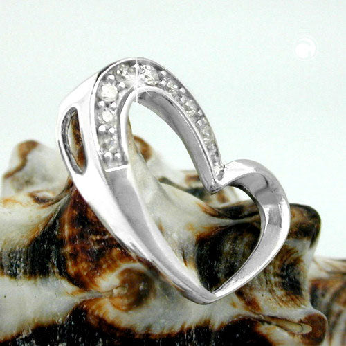 Pendant 15x16mm heart with zirconias rhodium-plated silver 925