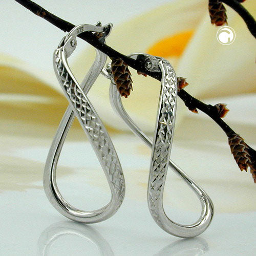Hoop earrings, oval, rhodium-plated, 925 silver