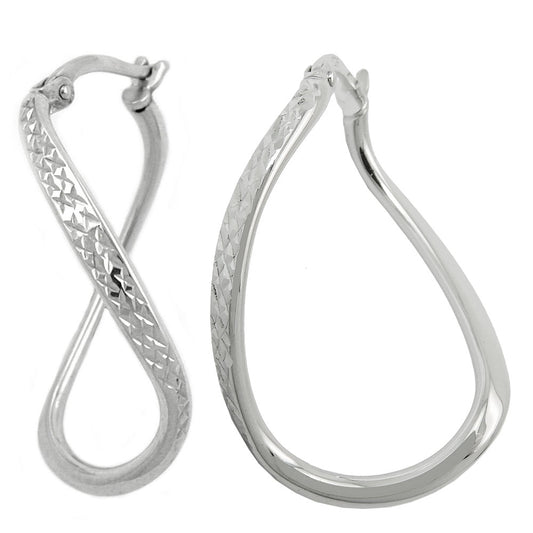 Hoop earrings, oval, rhodium-plated, 925 silver