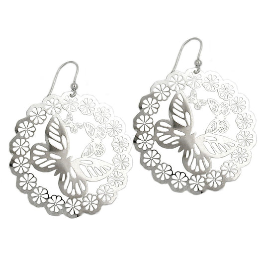 Ear hooks 65x50mm butterfly silver 925