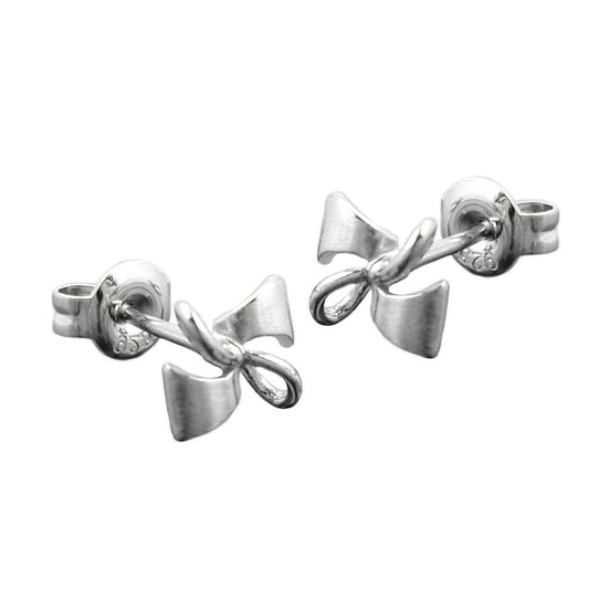 Stud 6x8mm bow partially matt rhodium-plated silver 925