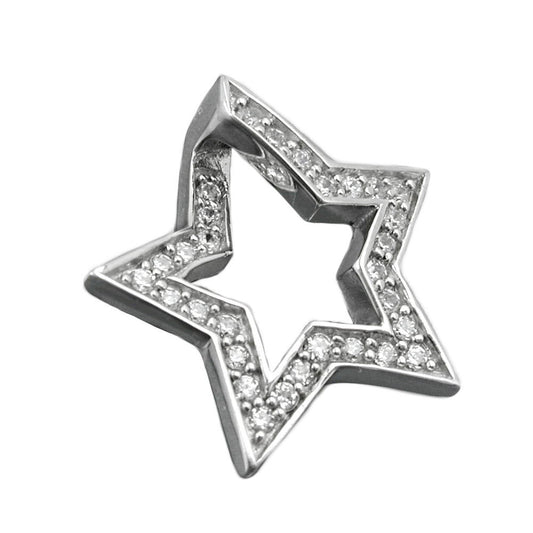 Pendant 20mm star with zirconias rhodium-plated silver 925