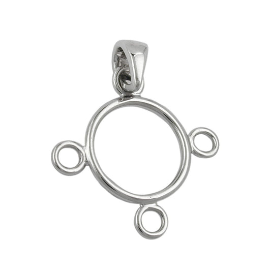 Pendant 21mm for charm pendant shiny rhodium-plated silver 925
