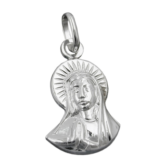 Pendant 16x11mm Mary praying shiny silver 925