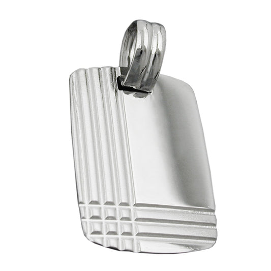 Pendant 24x17mm engraving plate with embossed pattern, shiny silver 925