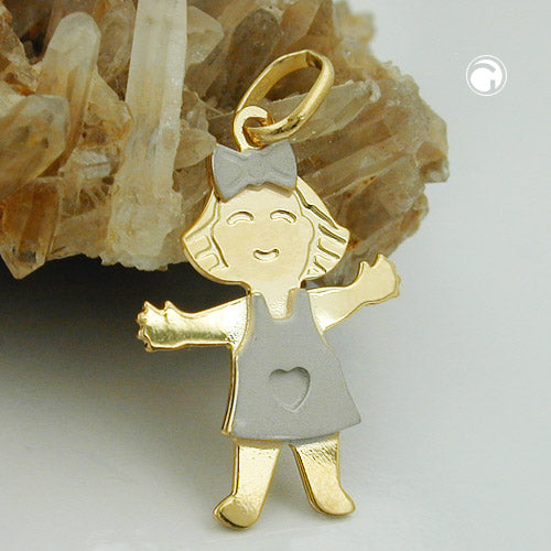Pendant 20x16mm girl bicolor gold-plated silver 925