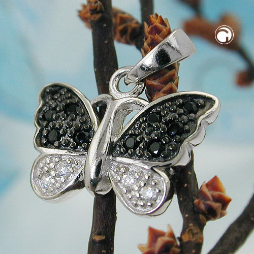 Pendant 11x15mm butterfly, silver 925