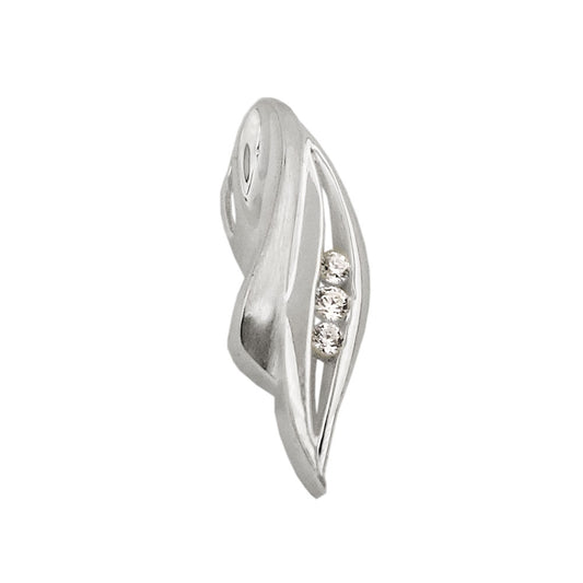 Pendant 20x6mm zirconia matt-glossy silver 925