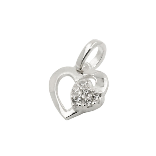 Pendant 9x9mm heart with zirconias shiny silver 925