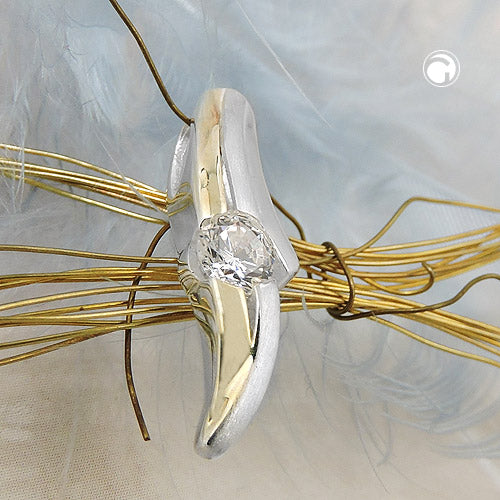 Pendant 20x6mm bicolor gold-plated with zirconia silver 925