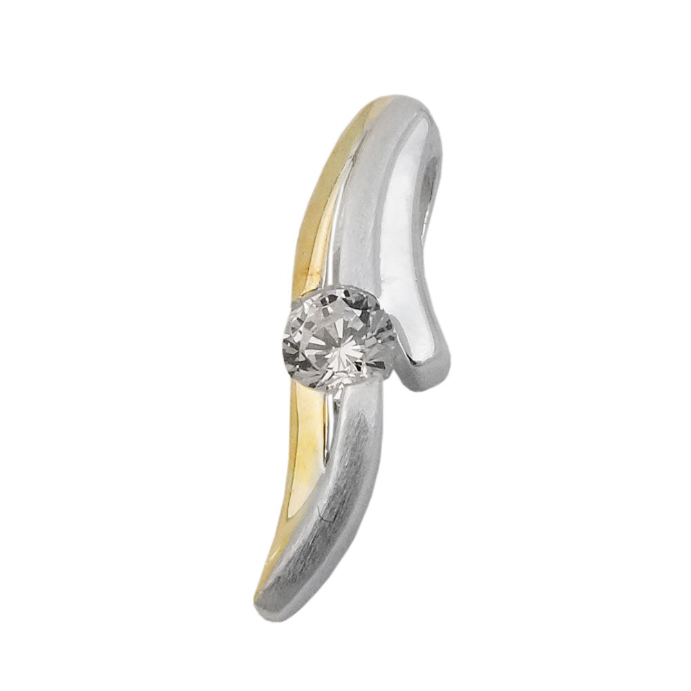Pendant 20x6mm bicolor gold-plated with zirconia silver 925