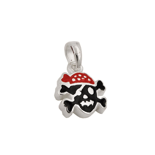 Pendant 8x9mm skull red-black lacquered silver 925