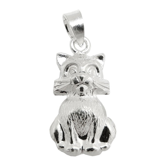Pendant 15x9mm cat shiny silver 925