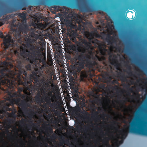 Pull-through earring earrings 48mm anchor chain with ball silver 925