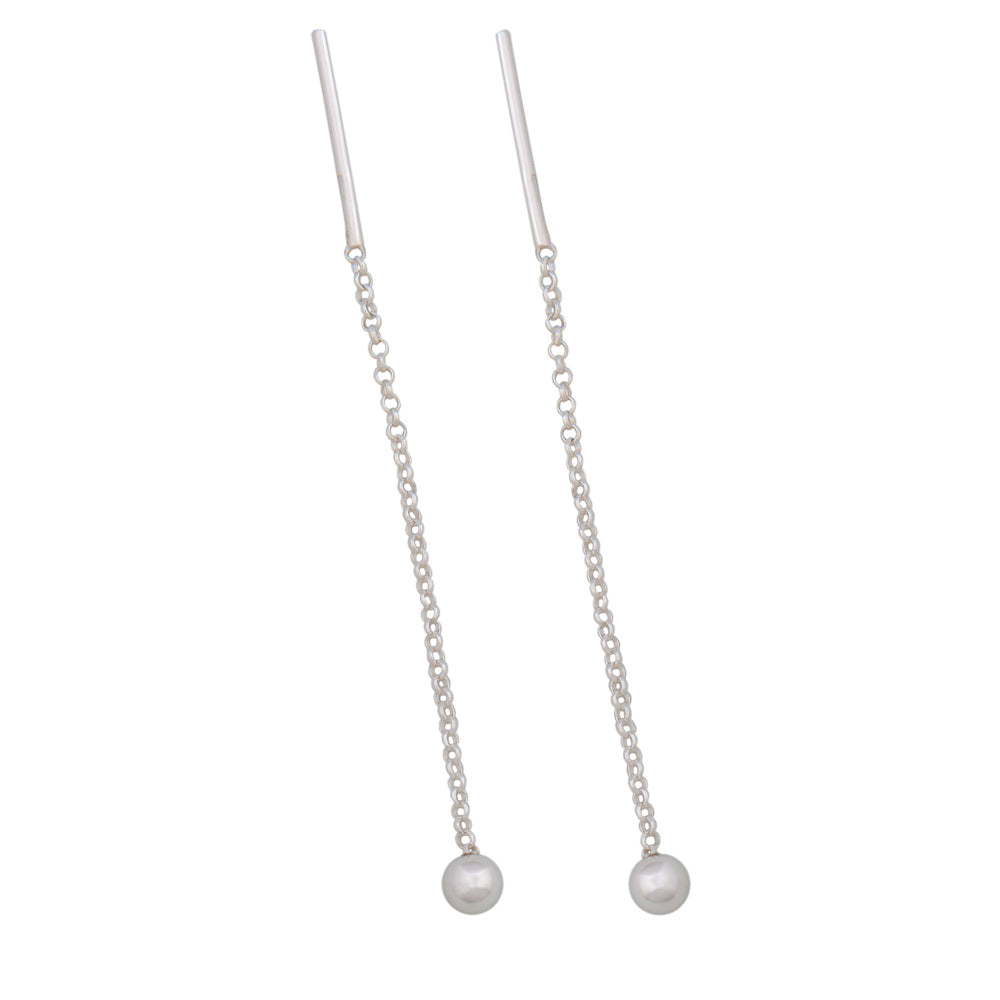 Pull-through earring earrings 48mm anchor chain with ball silver 925