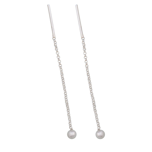 Pull-through earring earrings 48mm anchor chain with ball silver 925