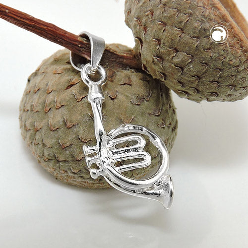 Pendant 18x9mm musical instrument horn silver 925