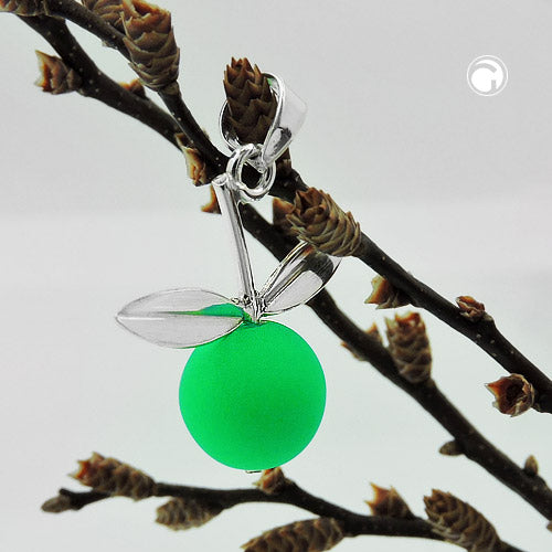 Pendant 16x17mm apple bright green silver 925