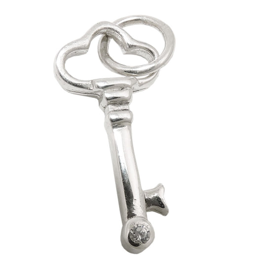 Pendant 21x10mm key with zirconia shiny silver 925