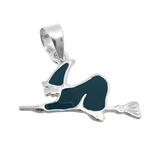 Pendant 10x16mm witch black enamelled silver 925