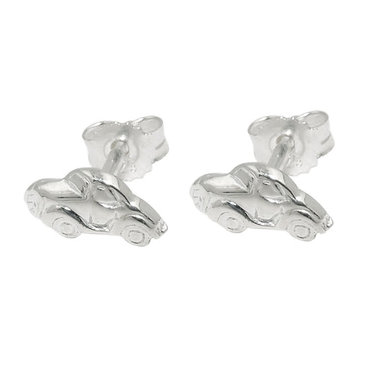 Stud earring 4x9mm small car shiny silver 925