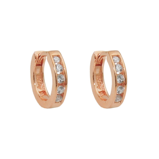 Creole 12x2.5mm folding hinge red gold plated zirconia silver 925