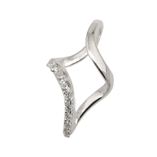 Pendant 20x10mm rhombus with zirconias silver 925