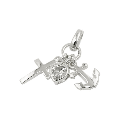 Pendant approx. 23mm Faith-Love-Hope with zirconia silver 925