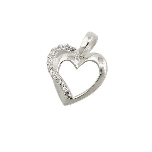 Pendant 13x13mm heart with zirconias silver 925