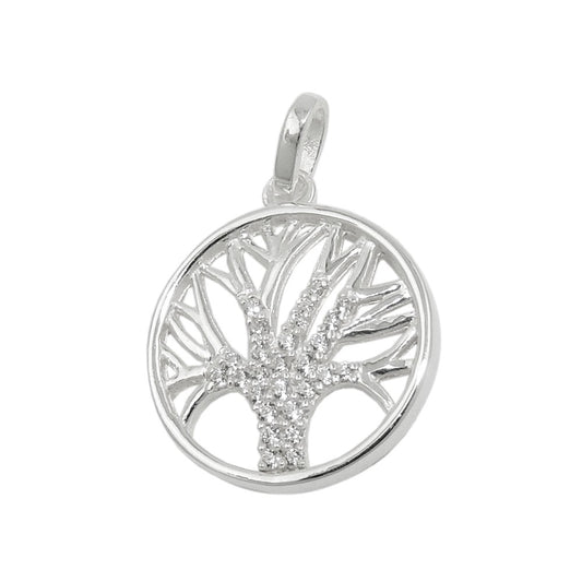 Pendant 15mm Tree of Life with Zirconias Silver 925