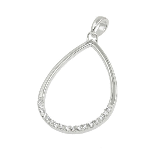 Pendant 25x18mm drop bow with zirconias silver 925