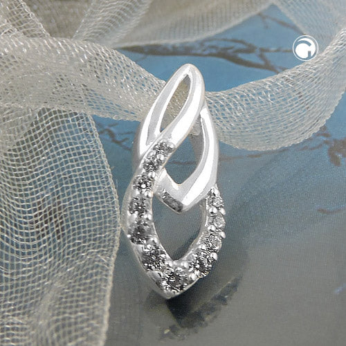 Pendant 17x7mm with zirconias silver 925