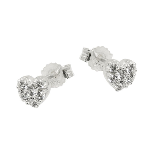 Stud earrings 5x5mm heart with zirconias silver 925