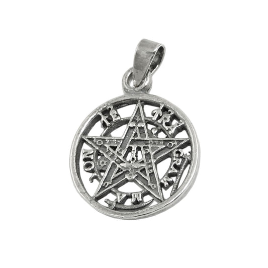 Pendant 15mm pentagram amulet blackened silver 925