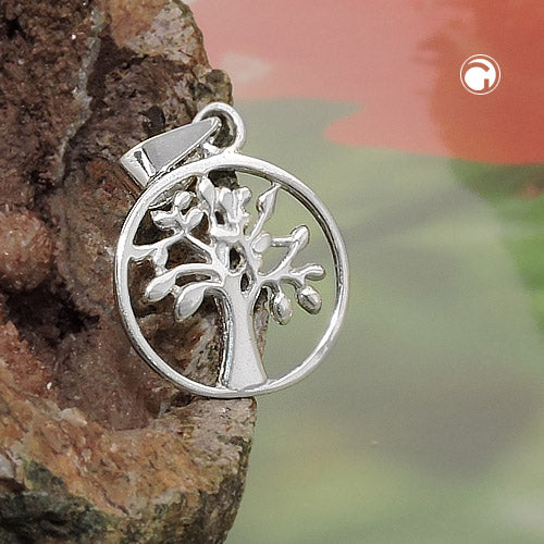 Pendant 12mm Tree of Life shiny silver 925