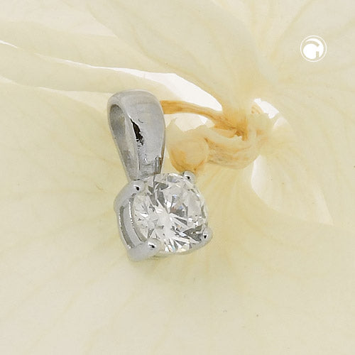 Pendant 5mm zirconia round in claw setting silver 925