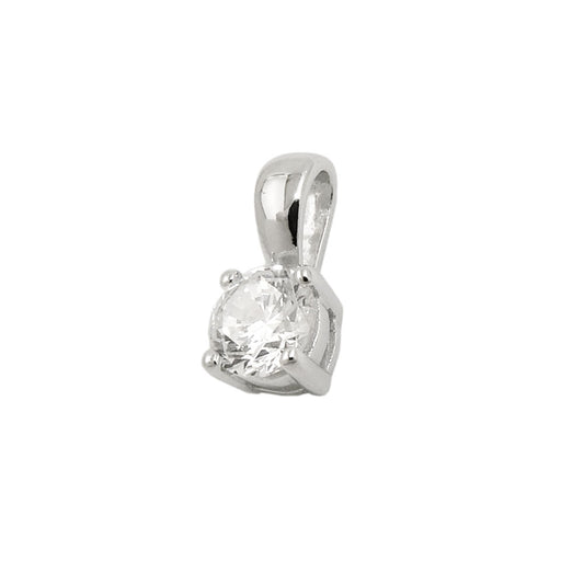 Pendant 5mm zirconia round in claw setting silver 925