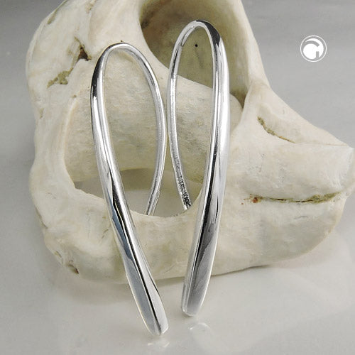 Pull-through earring ear hook 33x2.5mm drop shiny silver 925