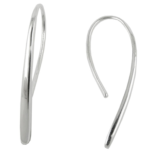 Pull-through earring ear hook 33x2.5mm drop shiny silver 925
