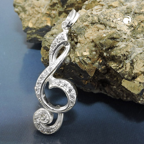 Pendant 28x11mm treble clef silver 925