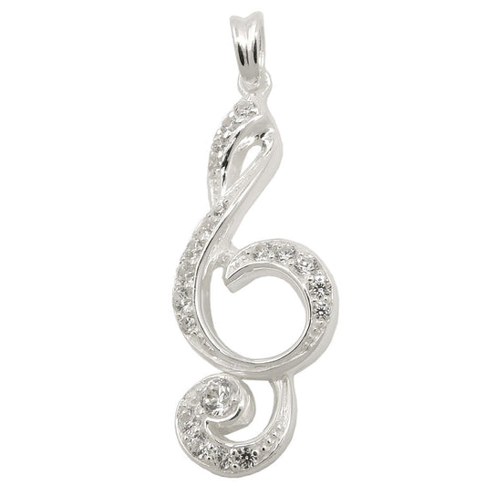 Pendant 28x11mm treble clef silver 925