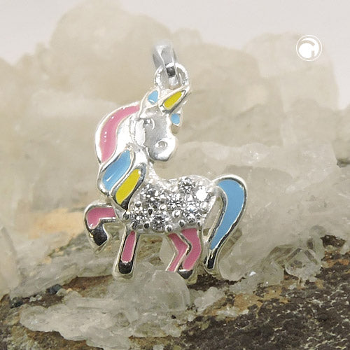 Pendant 15x11mm mythical creature horse with horn silver 925