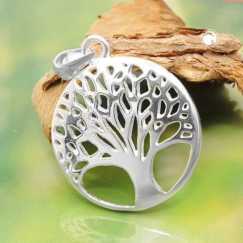 Pendant 20mm Tree of Life shiny silver 925