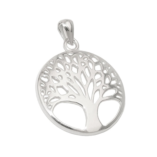Pendant 20mm Tree of Life shiny silver 925