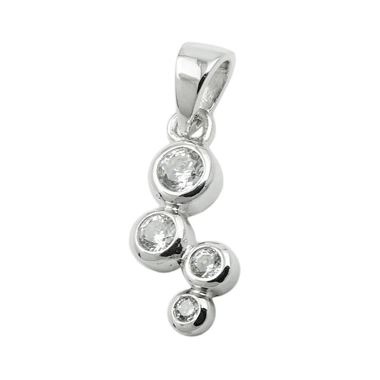 Pendant 12x6mm zirconias shiny rhodium-plated silver 925